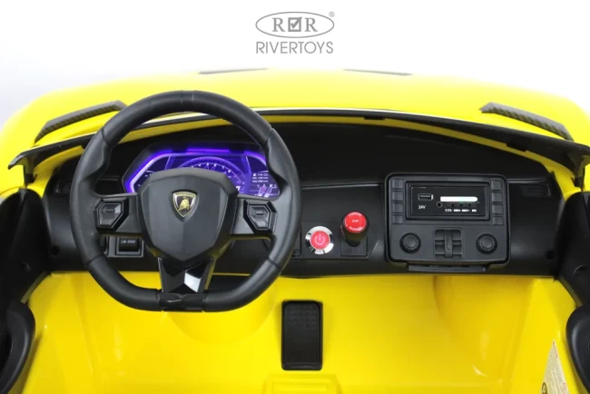 Электромобиль RIVER TOYS Lambordghni Aventador желтый