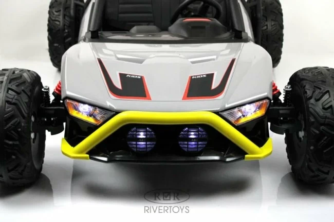 Электромобиль RIVER TOYS ГОНОЧНЫЙ БАГГИ серый