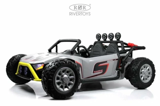 Электромобиль RIVER TOYS ГОНОЧНЫЙ БАГГИ серый